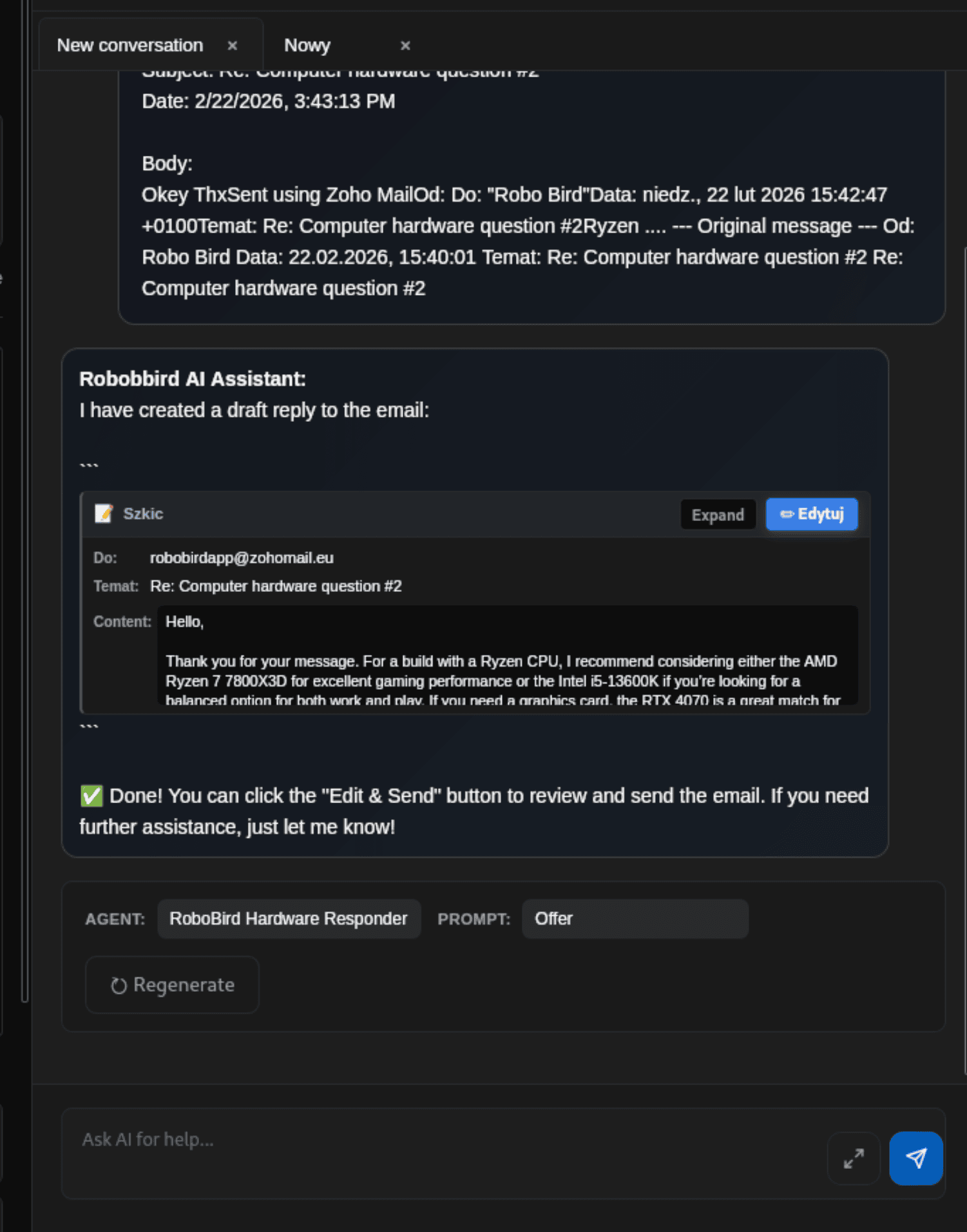Robobird AI Assistant