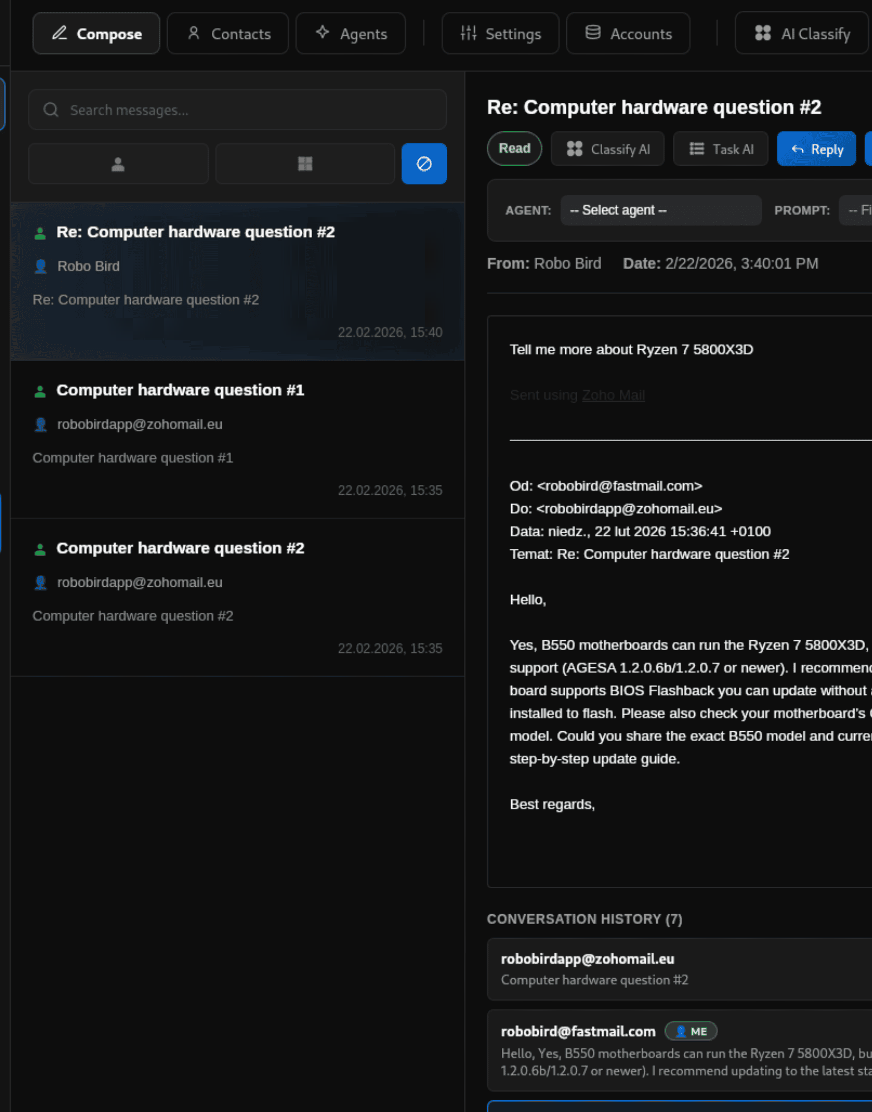 Robobird Classify Mail